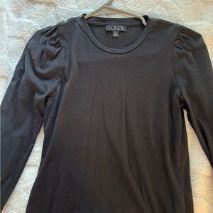J. Crew Black Puff Sleeve Fitted Blouse
